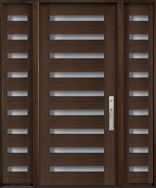 Modern Euro Collection Mahogany Wood Veneer Wood Front Door  - GD-009W 2SLW CST
