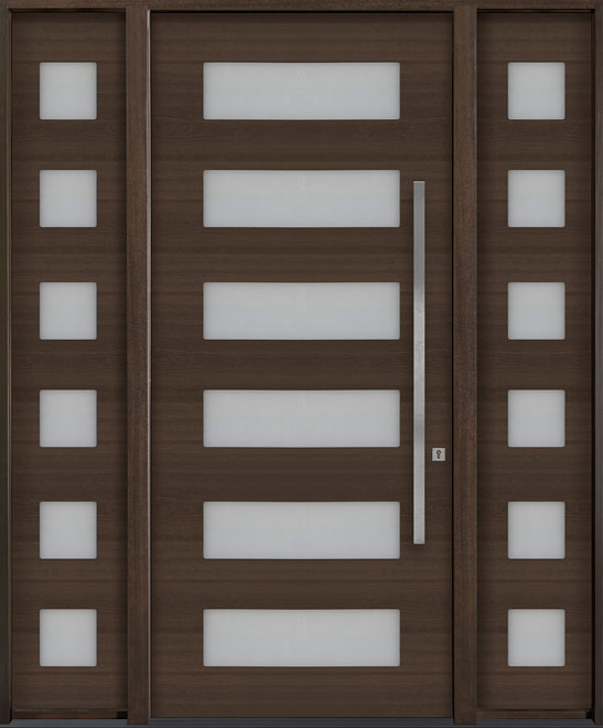 Modern Euro Collection Mahogany Wood Veneer Wood Front Door  - GD-EMD-006W 2SLW CST