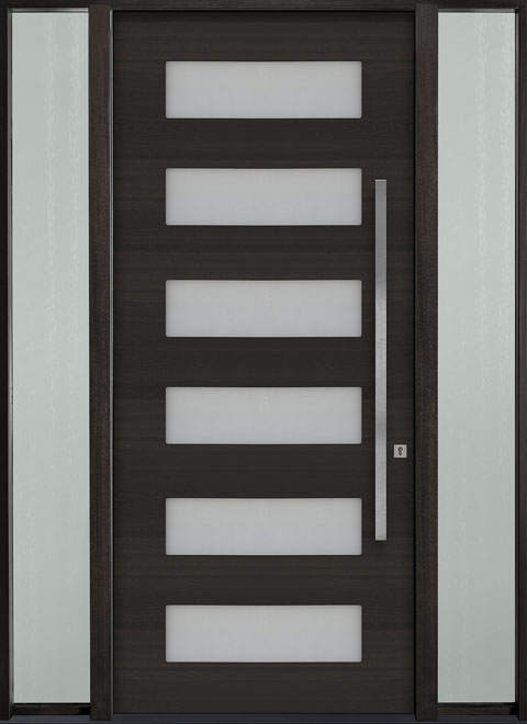 Modern Euro Collection Mahogany Wood Veneer Wood Front Door  - GD-EMD-006W 2SL CST