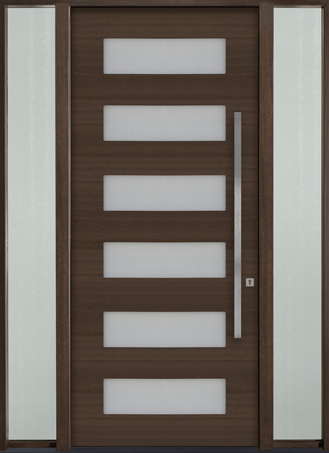 Modern Euro Collection Mahogany Wood Veneer Wood Front Door  - GD-EMD-006W 2SL CST