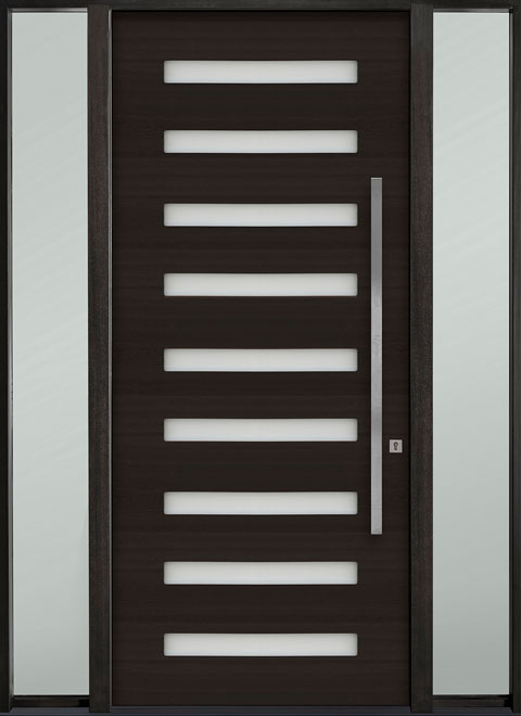 Modern Euro Collection Mahogany Wood Veneer Wood Front Door  - GD-EMD-009W 2SL CST