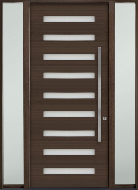 Modern Euro Collection Mahogany Wood Veneer Wood Front Door  - GD-EMD-009W 2SL CST