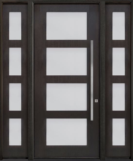 Modern Euro Collection Mahogany Wood Veneer Wood Front Door  - GD-EMD 823W 2SLW CST