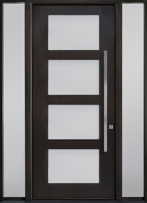 Modern Euro Collection Mahogany Wood Veneer Wood Front Door  - GD-EMD 823W 2SL CST
