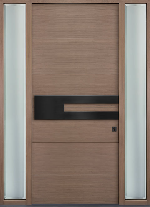 Modern Euro Collection Oak Wood Front Door  - GD-EMD-A4W 2SL CST