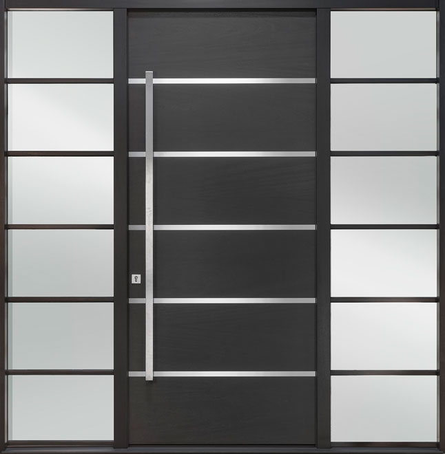 Modern Euro Collection Mahogany Wood Veneer Wood Front Door  - GD-EMD-B3W 2SLW CST