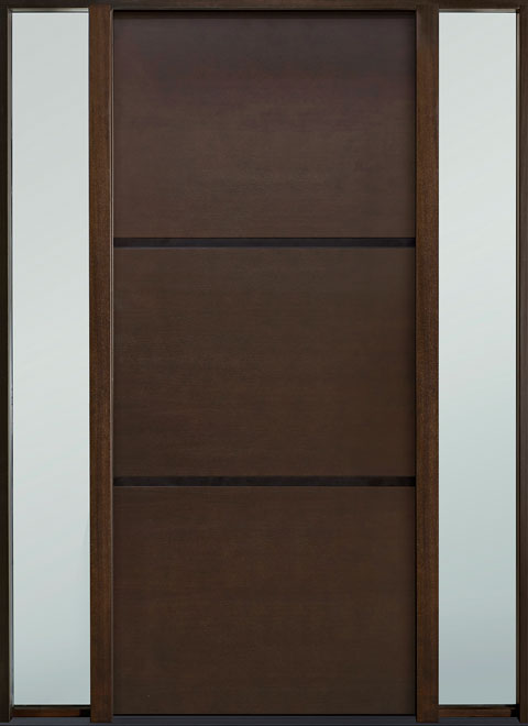 Modern Euro Collection Mahogany Wood Veneer Wood Front Door  - GD-EMD-B4W 2SL CST
