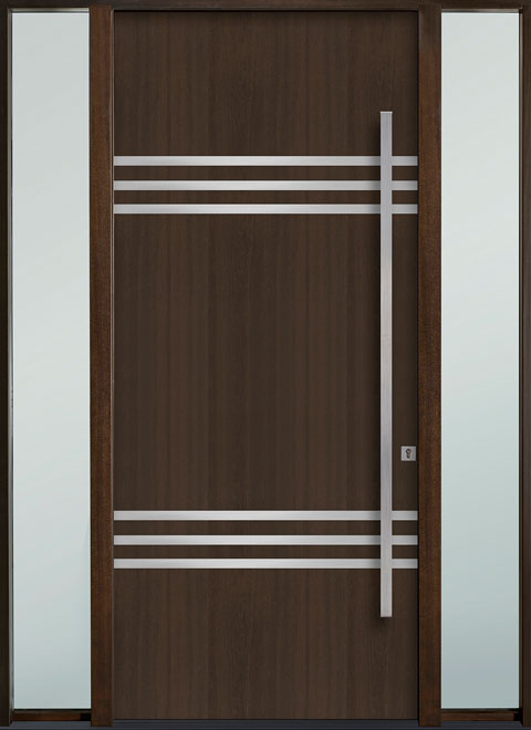 Modern Euro Collection Mahogany Wood Veneer Wood Front Door  - GD-EMD-L3W 2SL CST