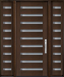 GD-009W 2SLW CST Single with 2 Sidelites Mahogany Wood Veneer-Walnut Wood Front Entry Door