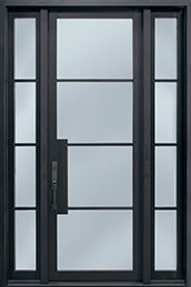GD-804PT-2SL CST Single with 2 Sidelites Mahogany Wood Veneer-Black Paint Wood Front Entry Door