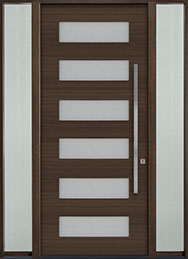 GD-EMD-006W 2SL CST Single with 2 Sidelites Mahogany Wood Veneer-Walnut Wood Front Entry Door