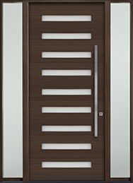 GD-EMD-009W 2SL CST Single with 2 Sidelites Mahogany Wood Veneer-Walnut Wood Front Entry Door