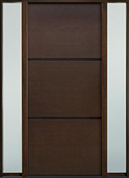 GD-EMD-B4W 2SL CST Single with 2 Sidelites Mahogany Wood Veneer-Walnut Wood Front Entry Door