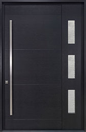GD-EMD-C3W 1SL CST Single with 1 Sidelite Mahogany-Black Matte RAL 9005 Wood Front Entry Door