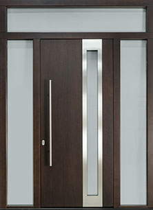 DB-EMD-D5 2SL TR CST  Mahogany Wood Veneer-Walnut  Wood Front Door