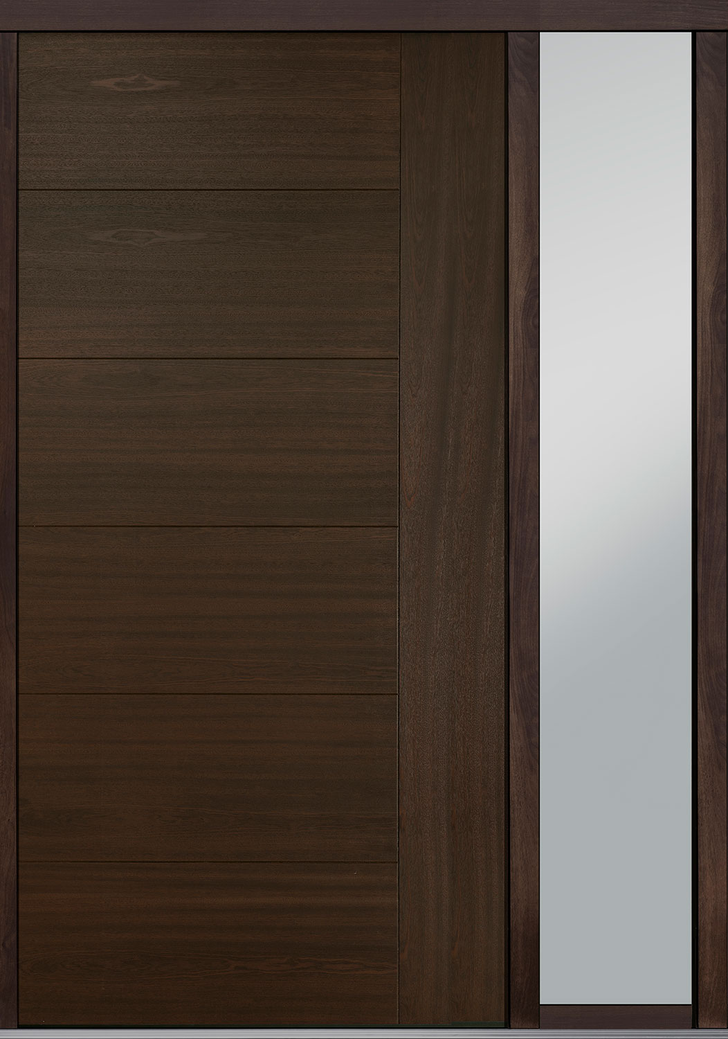 Mahogany-Wood-Veneer Solid Wood Front Entry Door - Single with 1 Sidelite
