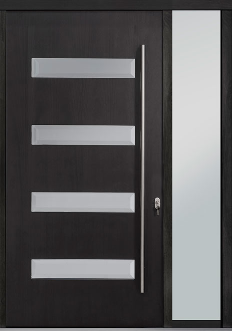 Pivot Mahogany-Wood-Veneer Wood Front Door  - GD-PVT-004 1SL18 48x96