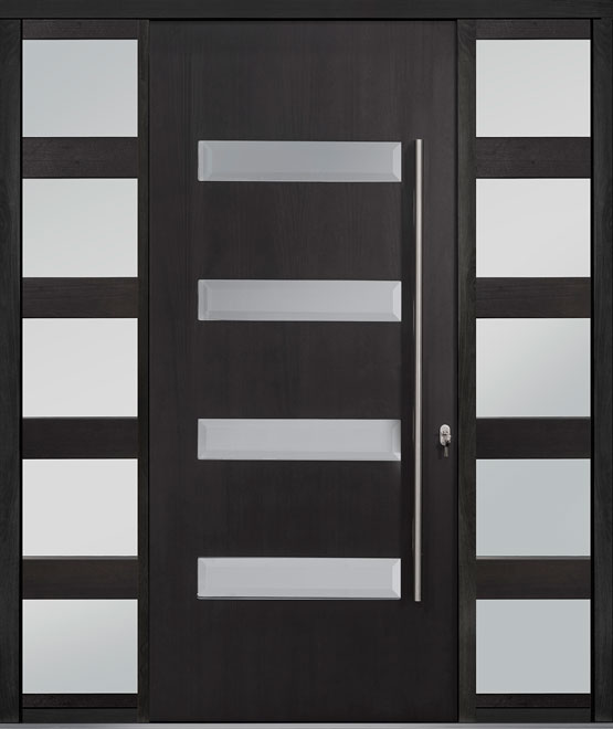 Pivot Mahogany-Wood-Veneer Wood Front Door  - GD-PVT-004 2SL24B 48x108