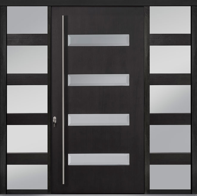Pivot Mahogany-Wood-Veneer Wood Front Door  - GD-PVT-004 2SL24B 48x96