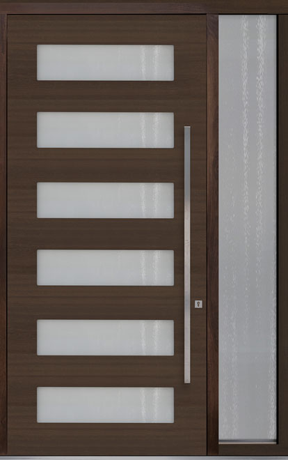 Pivot Mahogany-Wood-Veneer Wood Front Door  - GD-PVT-006 1SL18 48x108