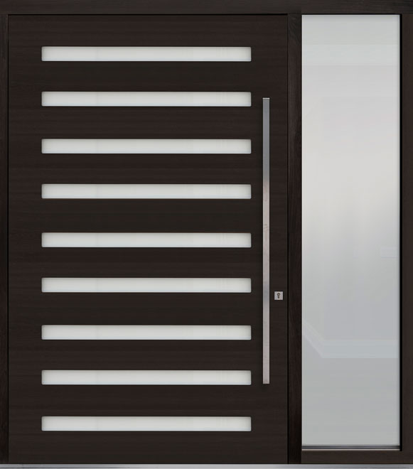 Pivot Mahogany-Wood-Veneer Wood Front Door  - GD-PVT-009 1SL24 60x96