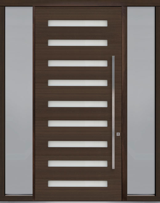 Pivot Mahogany-Wood-Veneer Wood Front Door  - GD-PVT-009 2SL18 48x108