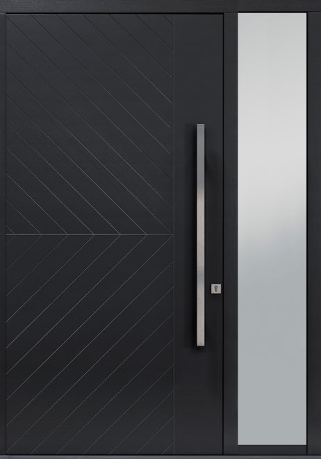 Pivot Mahogany-Wood-Veneer Wood Front Door  - GD-PVT-717 1SL18 48x96