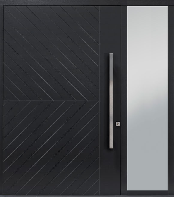 Pivot Mahogany-Wood-Veneer Wood Front Door  - GD-PVT-717 1SL24 60x96
