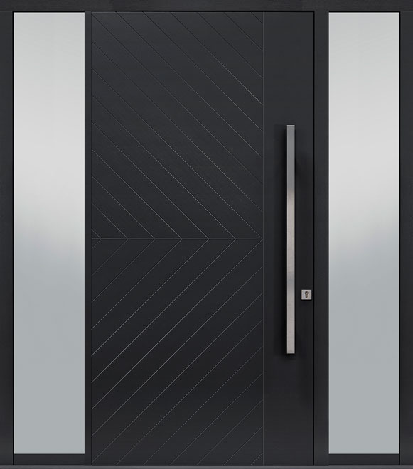 Pivot Mahogany-Wood-Veneer Wood Front Door  - GD-PVT-717 2SL18 48x96