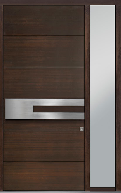 Pivot Mahogany-Wood-Veneer Wood Front Door  - GD-PVT-A4 1SL18 48x108