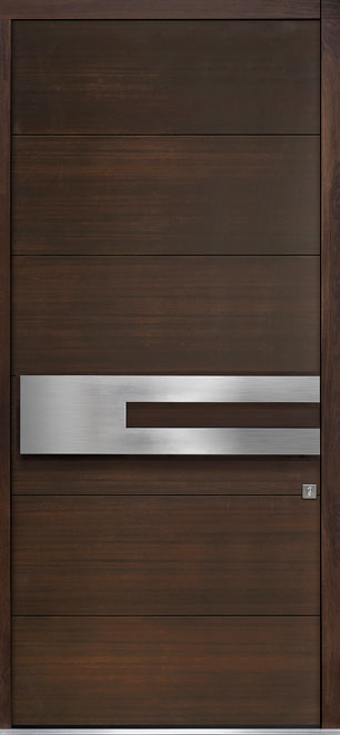 Pivot Mahogany-Wood-Veneer Wood Front Door  - GD-PVT-A4 48x108
