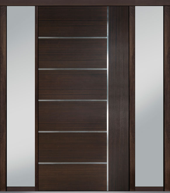 Pivot Mahogany-Wood-Veneer Wood Front Door  - GD-PVT-B1 2SL18 48x96