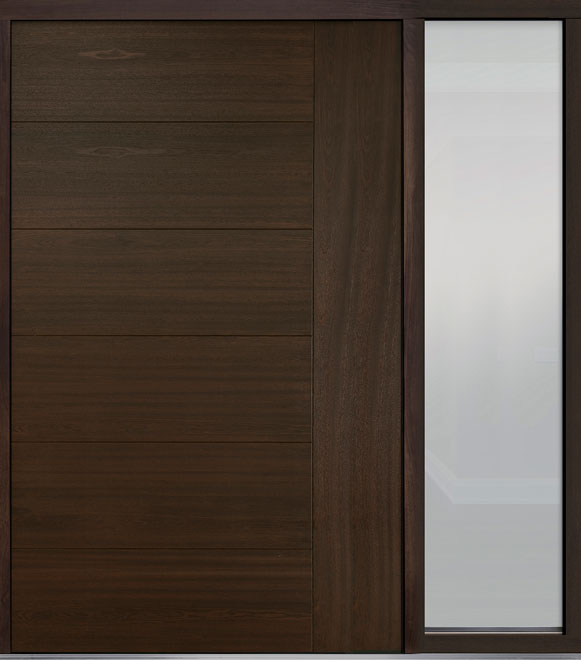 Pivot Mahogany-Wood-Veneer Wood Front Door  - GD-PVT-B2  1SL24 60x96