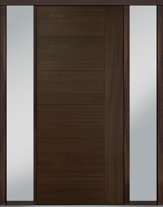 Pivot Mahogany-Wood-Veneer Wood Front Door  - GD-PVT-B2 2SL18 48x108