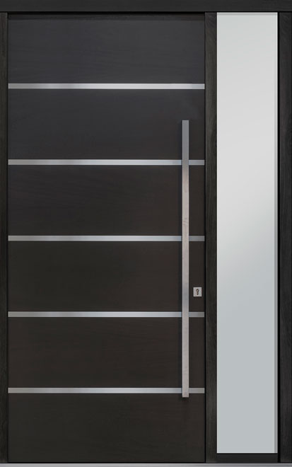 Pivot Mahogany-Wood-Veneer Wood Front Door  - GD-PVT-B3 1SL18 48x108
