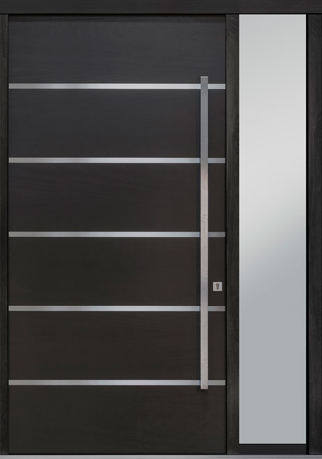Pivot Mahogany-Wood-Veneer Wood Front Door  - GD-PVT-B3 1SL18 48x96
