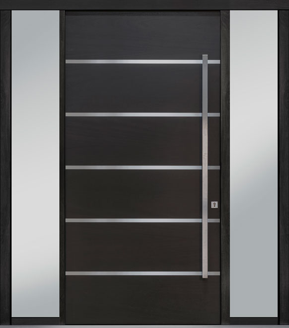 Pivot Mahogany-Wood-Veneer Wood Front Door  - GD-PVT-B3 2SL18 48x96