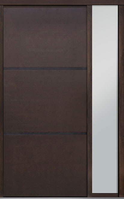 Pivot Mahogany-Wood-Veneer Wood Front Door  - GD-PVT-B4 1SL18 48x108