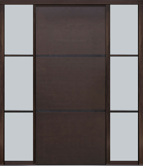 Pivot Mahogany-Wood-Veneer Wood Front Door  - GD-PVT-B4 2SL24B 48x108