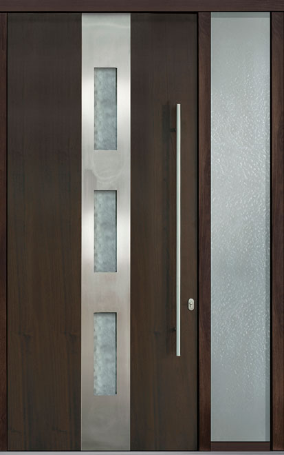 Pivot Mahogany-Wood-Veneer Wood Front Door  - GD-PVT-C2 1SL18 48x108