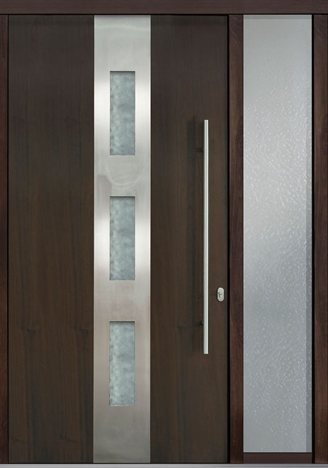 Pivot Mahogany-Wood-Veneer Wood Front Door  - GD-PVT-C2 1SL18 48x96