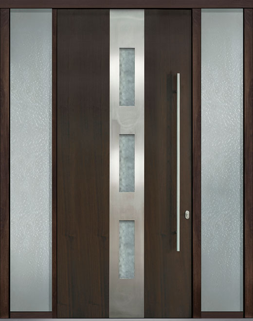 Pivot Mahogany-Wood-Veneer Wood Front Door  - GD-PVT-C2 2SL18 48x108