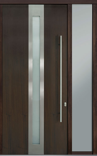 Pivot Mahogany-Wood-Veneer Wood Front Door  - GD-PVT-D4 1SL18 48x108