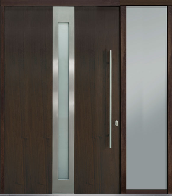 Pivot Mahogany-Wood-Veneer Wood Front Door  - GD-PVT-D4 1SL24 60x96