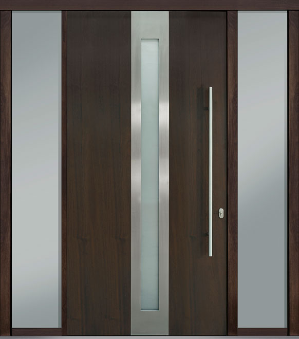 Pivot Mahogany-Wood-Veneer Wood Front Door  - GD-PVT-D4 2SL18 48x96