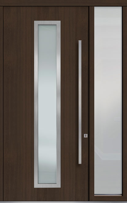 Pivot Mahogany-Wood-Veneer Wood Front Door  - GD-PVT-E4 1SL18 48x108
