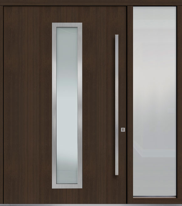 Pivot Mahogany-Wood-Veneer Wood Front Door  - GD-PVT-E4 1SL24 60x96