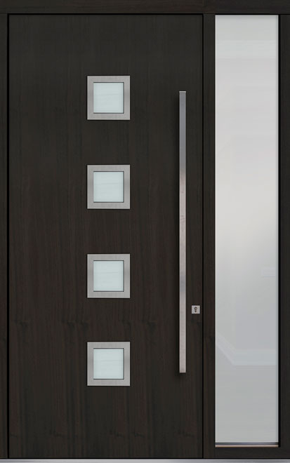 Pivot Mahogany-Wood-Veneer Wood Front Door  - GD-PVT-H4 1SL18 48x108