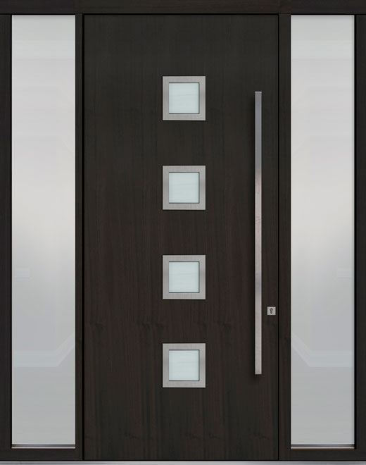 Pivot Mahogany-Wood-Veneer Wood Front Door  - GD-PVT-H4 2SL18 48x108