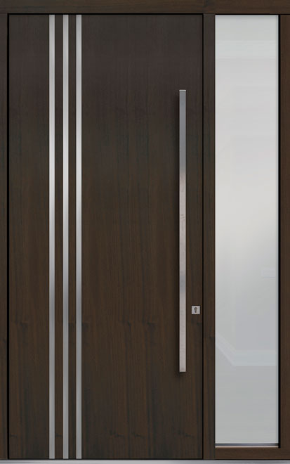 Pivot Mahogany-Wood-Veneer Wood Front Door  - GD-PVT-L1 1SL18 48x108